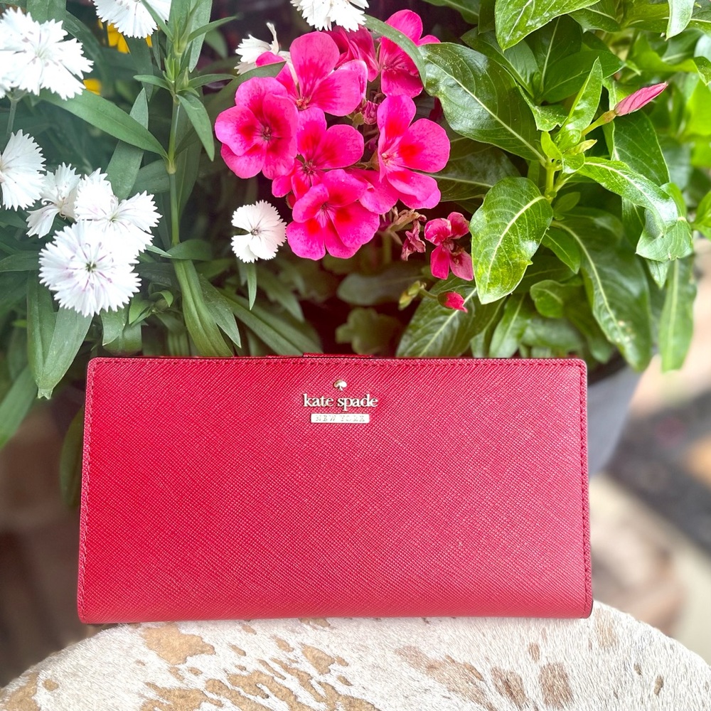 COPY - Like NEW Kate Spade Cameron Staci Large Slim Bifold Snap Wallet Red
